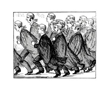 The rush to the bar from Ballads Of The Bench And Bar, Or Idle Lays Of The Parliament House (1882).. Free illustration for personal and commercial use.