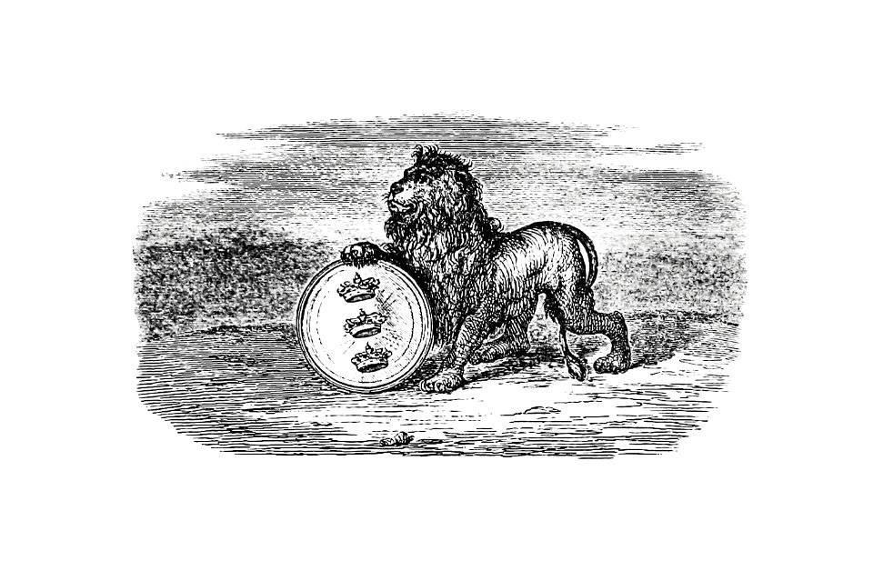 Lion from Illustrated Denmark's History For Folke (1854) published by Adam Kristoffer Fabricius.