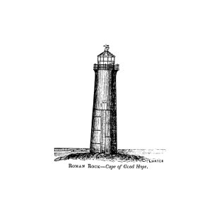 Roman rock, Cape of good hope from Circular relating to Lighthouses, Lightships, Buoys, and Beacons (1863) published byAlexander Gordon.. Free illustration for personal and commercial use.