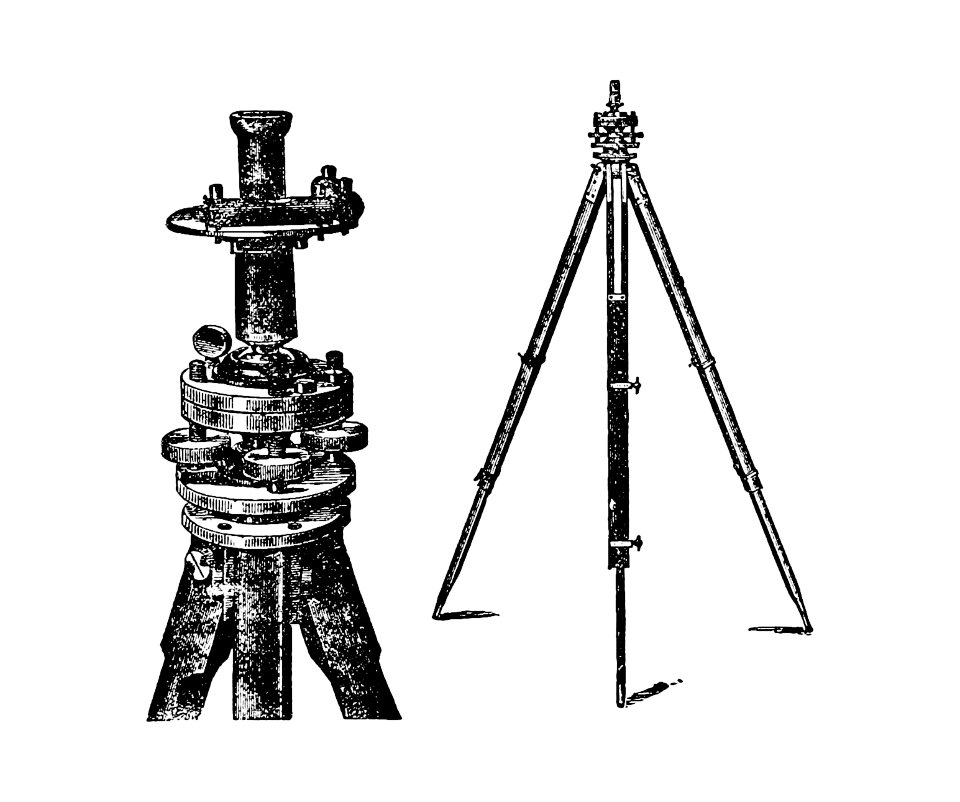 Tripod from A Treatise On Mine-Surveying... With... Diagrams published by C. Griffin & Co. (1899).