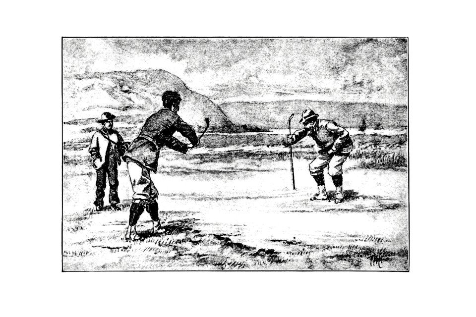 Vintage golfers from Won at the Last Hole. A Golfing Romance, Etc published by Cassell & Co. (1893).. Free illustration for personal and commercial use.