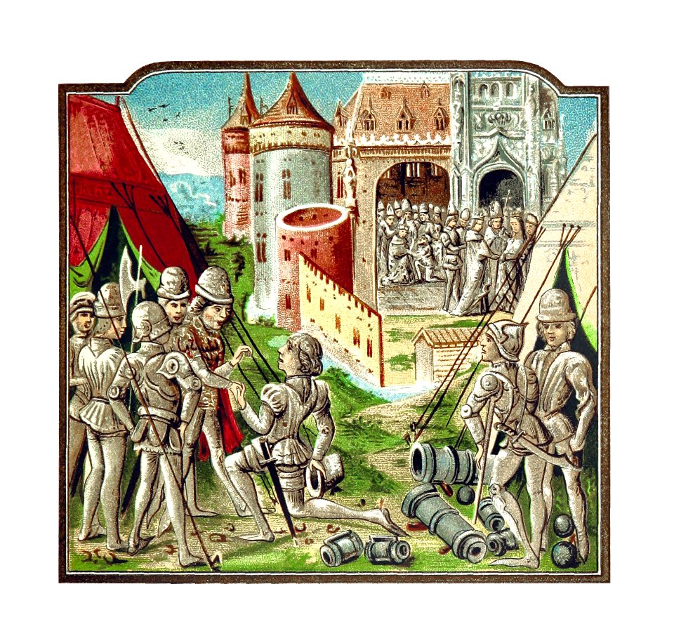 Medieval Europe soldiers from The Torten Of The Hungarian Nation. Edited by Szilágyi S. (1895).