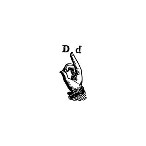 Sign language for letter D from What I saw in New York; or, a Bird's-eye view of City Life (1851) published by Joel Ross.. Free illustration for personal and commercial use.
