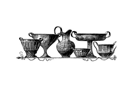 Traditional potteries from Nimrod In The North, Or Hunting And Fishing Adventures In The Artic Regions published by Cassell & Co. (1885).. Free illustration for personal and commercial use.