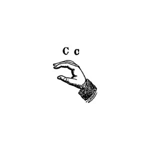 Sign language for letter C from What I saw in New York; or, a Bird's-eye view of City Life (1851) published by Joel Ross.. Free illustration for personal and commercial use.