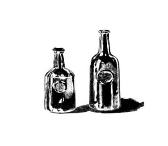 Old port wine bottles, date 1775 from Oporto, Old And New. Being A Historical Record Of The Port Wine Trade, etc published by H.E. Harper (1899).. Free illustration for personal and commercial use.