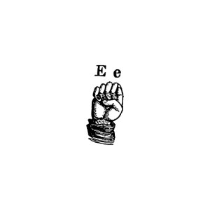 Sign language for letter E from What I saw in New York; or, a Bird's-eye view of City Life (1851) published by Joel Ross.. Free illustration for personal and commercial use.
