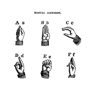 Sign language from What I saw in New York; or, a Bird's-eye view of City Life (1851) published by Joel Ross.. Free illustration for personal and commercial use.