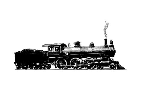 Modern type of locomotive from History Of Concord, New Hampshire, From The Original Grant In Seventeen Hundred And Twenty-Five To The Opening Of The Twentieth Century published by Rumford Press (1896).. Free illustration for personal and commercial use.