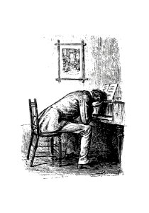 Sad pianist from Peter Ibbetson, Etc published by J.R. Osgood & Co. (1892).. Free illustration for personal and commercial use.