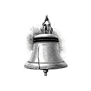 Liberty Bell from Elements of Geography published by Ginn & Co. (1898).. Free illustration for personal and commercial use.