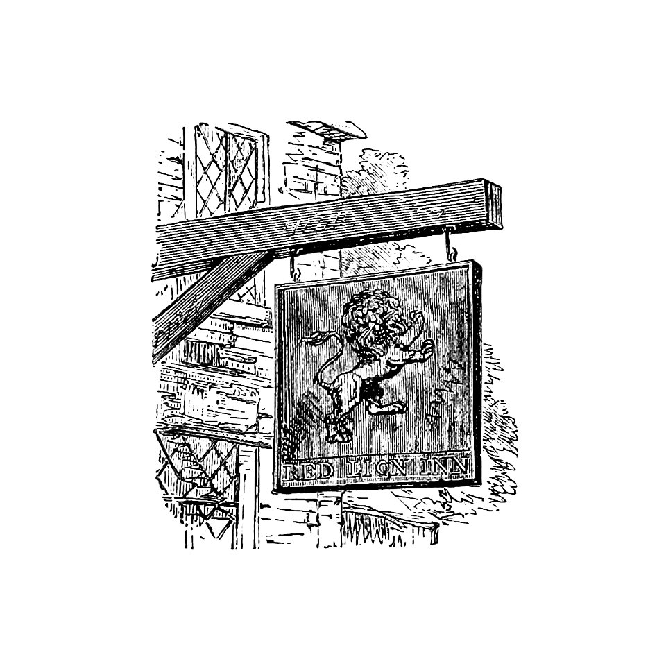 Hotel sign from Gerard Mastyn, the son of a genius (1877) published by Edwin Harcourt Burrage.