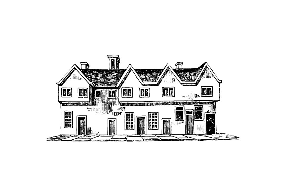 House from The History and Gazetteer of the County of Derby: Drawn Up from Actual Observation, and from the Best Authorities; Containing a Variety of Geological, Mineralogical, Commercial and Statistical Information (1829) published by Stephen Glover.. Free illustration for personal and commercial use.