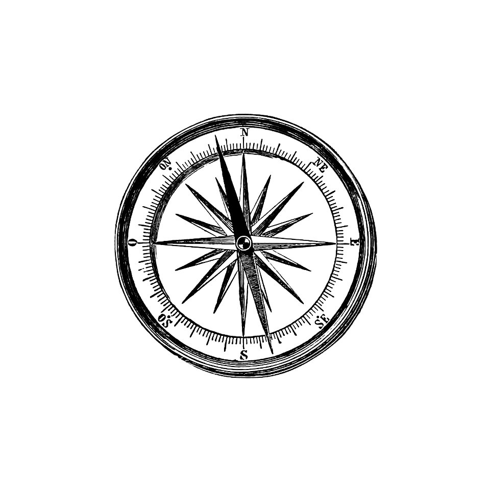 Compass from One Hundred Tables Of Quaint Geography, With A Topographic Introduction (1889) published by Charles Delon.