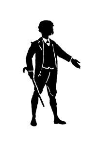 Gentleman silhouette from Mr.Grant Allen's New Story Michael's Crag With Marginal Illustrations in Silhouette, etc published by Leadenhall Press (1893).