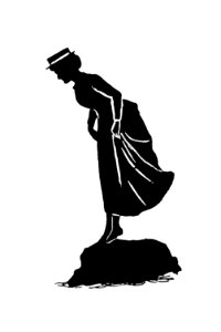 Vintage lady silhouette from Mr.Grant Allen's New Story Michael's Crag With Marginal Illustrations in Silhouette, etc published by Leadenhall Press (1893).