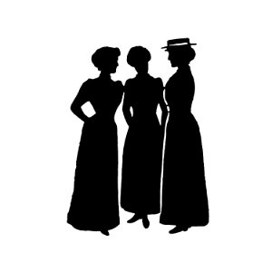Female silhouettes from Mr.Grant Allen's New Story Michael's Crag With Marginal Illustrations in Silhouette, etc published by Leadenhall Press (1893).