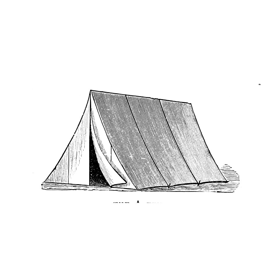 Tent from ractical hints on Camping (1882) published by Howard Henderson.. Free illustration for personal and commercial use.