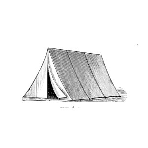 Tent from ractical hints on Camping (1882) published by Howard Henderson.. Free illustration for personal and commercial use.