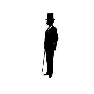 Gentleman silhouette from Mr.Grant Allen's New Story Michael's Crag With Marginal Illustrations in Silhouette, etc published by Leadenhall Press(1893).
