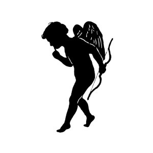 Cupid silhouette from Mr.Grant Allen's New Story Michael's Crag With Marginal Illustrations in Silhouette, etc published by Leadenhall Press (1893).