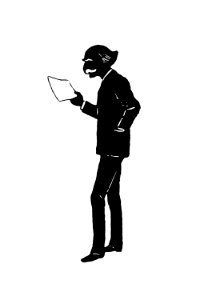 Elderly scholar silhouette from Mr.Grant Allen's New Story Michael's Crag With Marginal Illustrations in Silhouette, etc published by Leadenhall Press (1893).