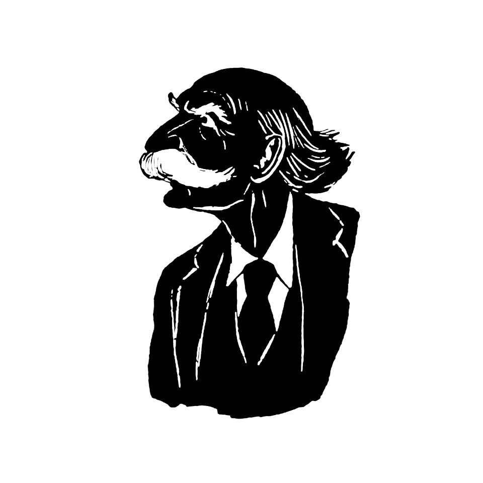 Senior gentleman silhouette from Mr.Grant Allen's New Story Michael's Crag With Marginal Illustrations in Silhouette, etc published by Leadenhall Press (1893).