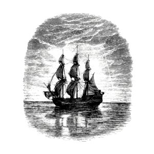 Ship in the ocean from Favourite English poems and poets (1870).. Free illustration for personal and commercial use.
