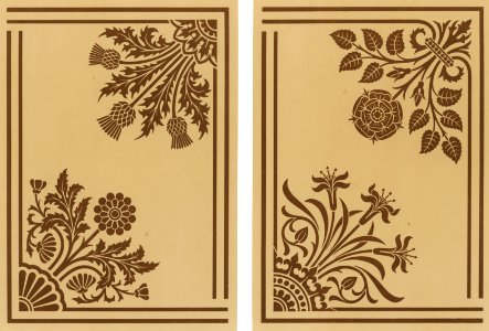 Floral designs from The Practical Decorator and Ornamentist (1892) by G.A Audsley and M.A. Audsley. Digitally enhanced from our own original first edition of the publication.. Free illustration for personal and commercial use.