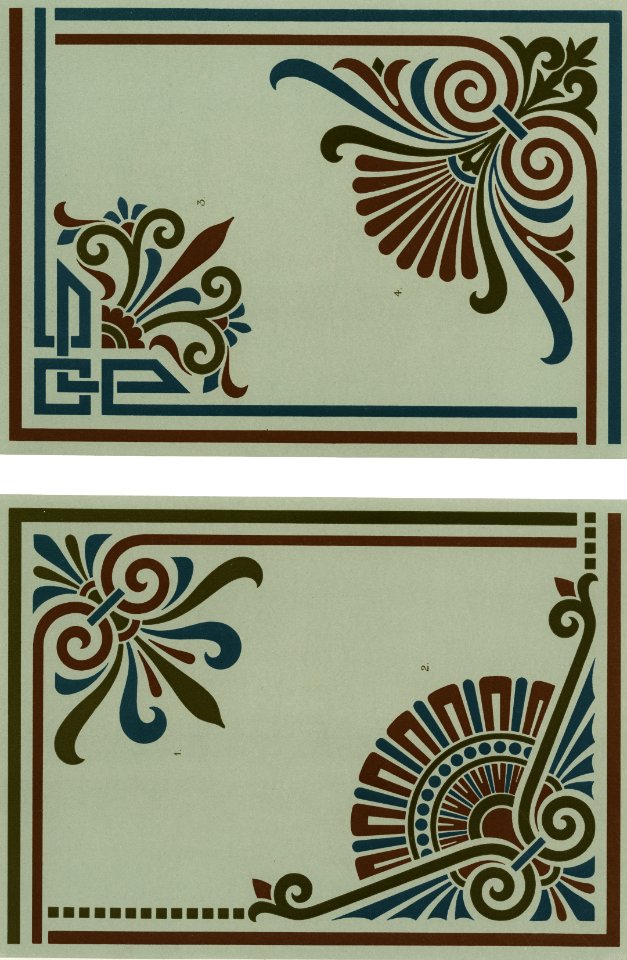 Neo-Greco pattern from The Practical Decorator and Ornamentist (1892) by G.A Audsley and M.A. Audsley. Digitally enhanced from our own original first edition of the publication.