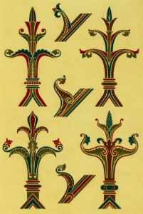 Gothic ornamental elements from The Practical Decorator and Ornamentist (1892) by G.A Audsley and M.A. Audsley. Digitally enhanced from our own original first edition of the publication.