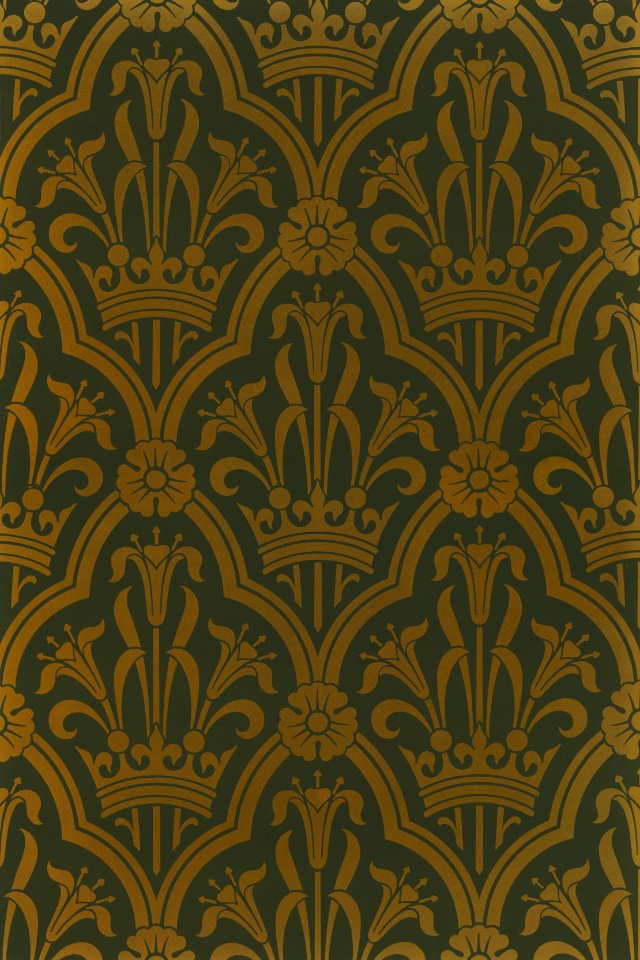 Lily and crown pattern from The Practical Decorator and Ornamentist (1892) by G.A Audsley and M.A. Audsley. Digitally enhanced from our own original first edition of the publication.
