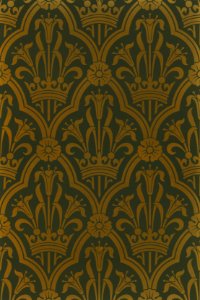 Lily and crown pattern from The Practical Decorator and Ornamentist (1892) by G.A Audsley and M.A. Audsley. Digitally enhanced from our own original first edition of the publication.. Free illustration for personal and commercial use.