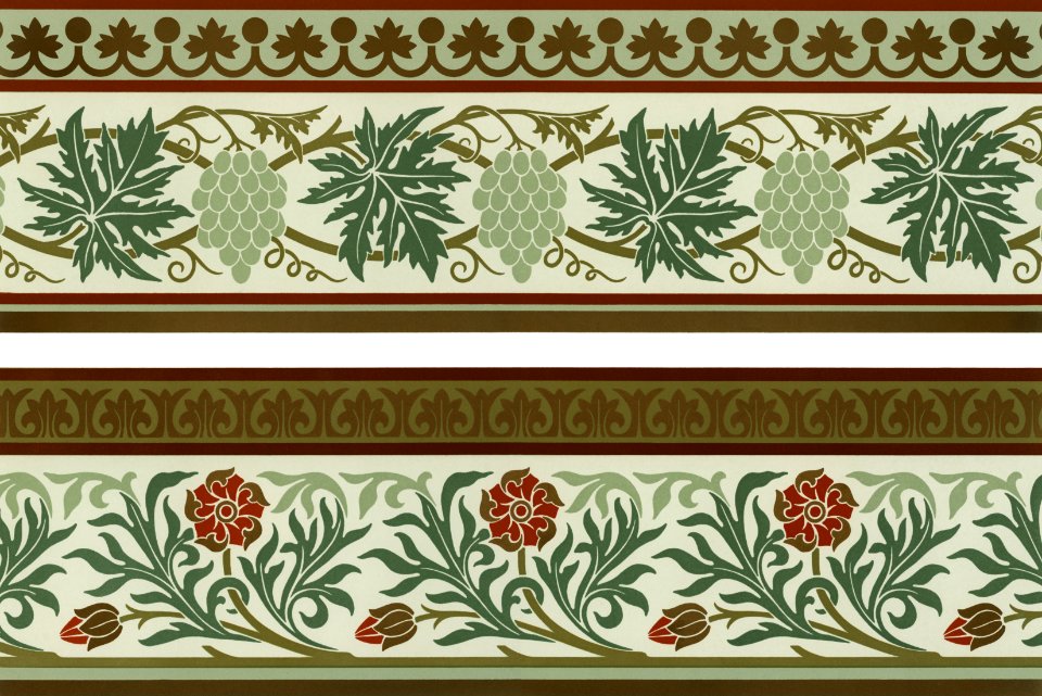 Vintage floral pattern from The Practical Decorator and Ornamentist (1892) by G.A Audsley and M.A. Audsley. Digitally enhanced from our own original first edition of the publication.