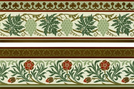 Vintage floral pattern from The Practical Decorator and Ornamentist (1892) by G.A Audsley and M.A. Audsley. Digitally enhanced from our own original first edition of the publication.. Free illustration for personal and commercial use.