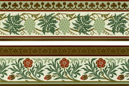 Vintage floral pattern from The Practical Decorator and Ornamentist (1892) by G.A Audsley and M.A. Audsley. Digitally enhanced from our own original first edition of the publication.