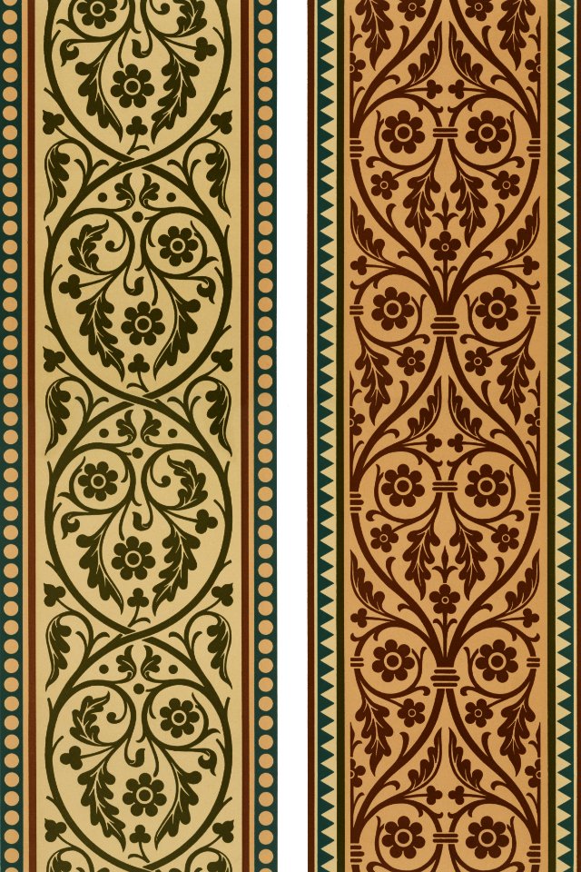 Medieval pattern from The Practical Decorator and Ornamentist (1892) by G.A Audsley and M.A. Audsley. Digitally enhanced from our own original first edition of the publication.
