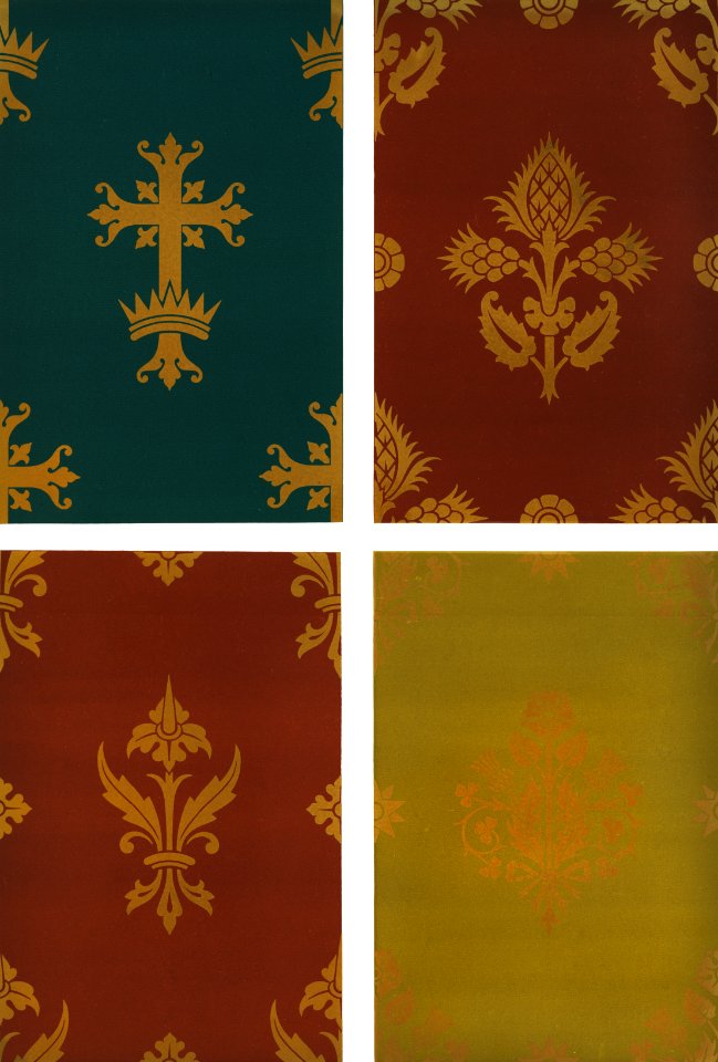 Floral pattern from The Practical Decorator and Ornamentist (1892) by G.A Audsley and M.A. Audsley. Digitally enhanced from our own original first edition of the publication.