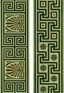 Antique Greek pattern from The Practical Decorator and Ornamentist (1892) by G.A Audsley and M.A. Audsley. Digitally enhanced from our own original first edition of the publication.