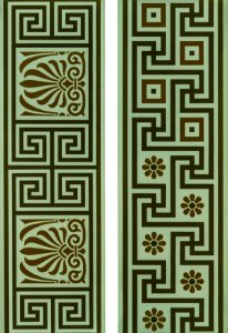 Antique Greek pattern from The Practical Decorator and Ornamentist (1892) by G.A Audsley and M.A. Audsley. Digitally enhanced from our own original first edition of the publication.. Free illustration for personal and commercial use.