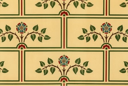 Floral brick pattern from The Practical Decorator and Ornamentist (1892) by G.A Audsley and M.A. Audsley. Digitally enhanced from our own original first edition of the publication.. Free illustration for personal and commercial use.