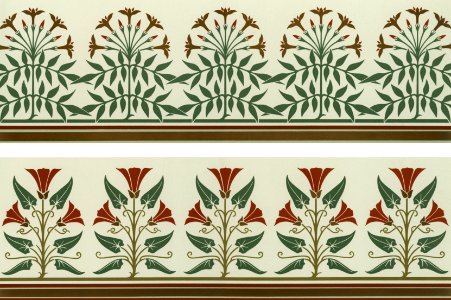 Antique floral pattern from The Practical Decorator and Ornamentist (1892) by G.A Audsley and M.A. Audsley. Digitally enhanced from our own original first edition of the publication.. Free illustration for personal and commercial use.