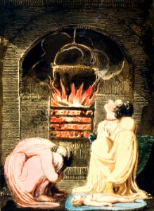 Cauldron over a fire from Europe: a Prophecy (1794) illustration by William Blake (1752-1827).. Free illustration for personal and commercial use.