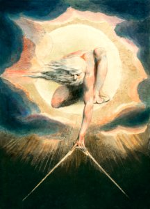 Ancient of Days Setting a Compass to the Earth (1794) illustration from Europe: a Prophecy by William Blake (1752-1827).