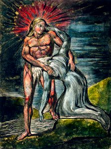 Two figures illustration from Milton: a Poem, To Justify the Ways of God to Men by William Blake (1752-1827).. Free illustration for personal and commercial use.