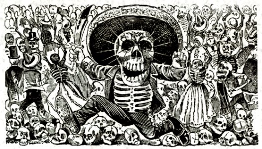Calaveras Oaxaquena by Mexican political printmaker and engraver, Jose Guadalupe Posada (1852-1913).. Free illustration for personal and commercial use.