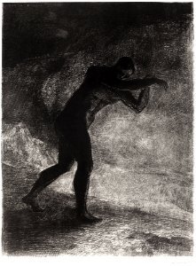 And Man Appeared, Questioning the Earth From Which He Emerged and Which Attracts Him, He Made His Way Toward Somber Brightness (1883) by Odilon Redon.. Free illustration for personal and commercial use.