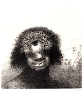The Deformed Polyp Floated on the Shores, a Sort of Smiling and Hideous Cyclops by the Flower (1883) by Odilon Redon.. Free illustration for personal and commercial use.