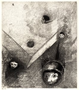 On Backdrop of Our Nights God with His Knowing Finger Traces a Multiform Implacable Nightmare (1890) by Odilon Redon.. Free illustration for personal and commercial use.