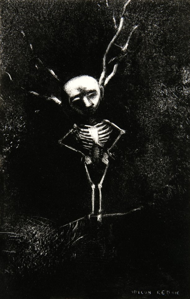 In the Maze of Branches the Pale Figure Appeared (1887) by Odilon Redon.. Free illustration for personal and commercial use.